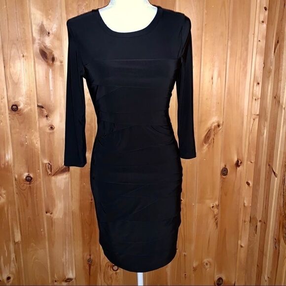 Bisou Bisou black long sleeve bodycon dress 8 - Picture 1 of 8